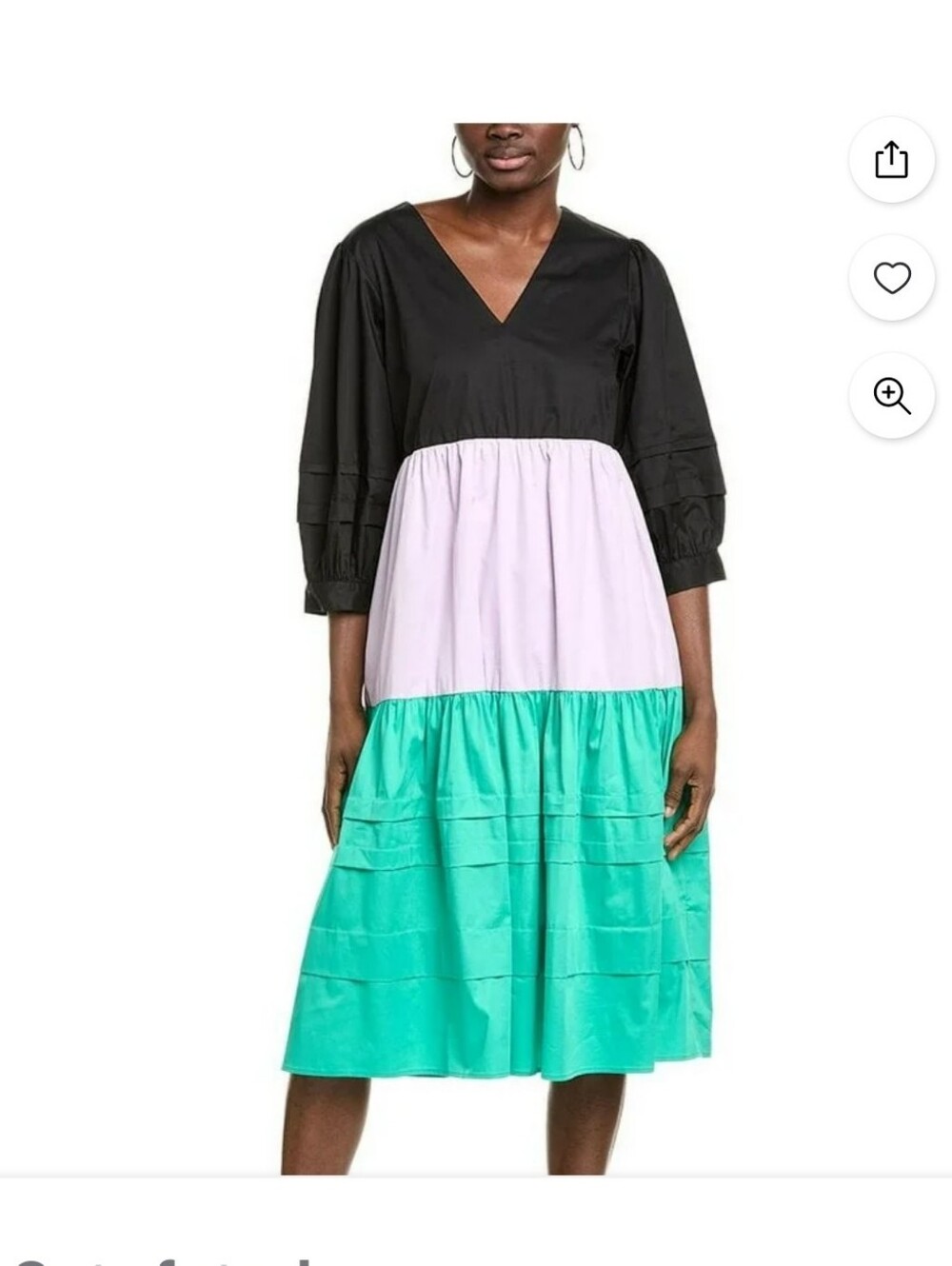 Crosby By Mollie Burch Emerson Colorblock Midi Dress in Black, Lilac & Green - Picture 3 of 9